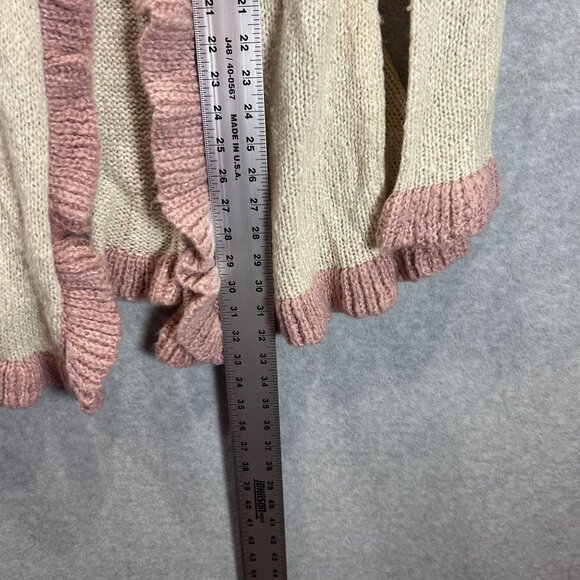 Matilda Jane Womens Jacie Ruffled Knit Cardigan Sweater L Wool Blend Boho Aztec - Picture 5 of 16